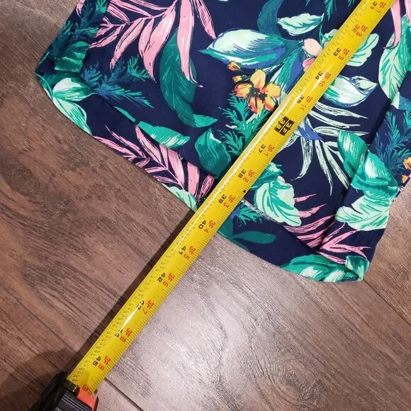 LOFT Linen Blend Pull-On Wide Leg Palazzo Pants Size M Navy Pink Green Pโฆ - Picture 5 of 13